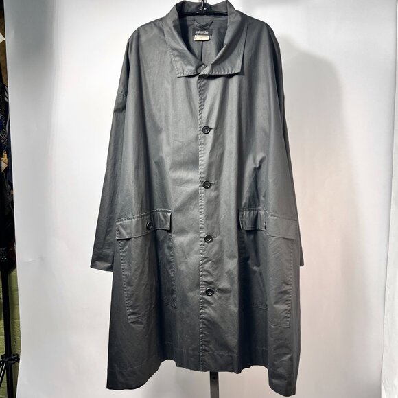 ESKANDER/Neiman Marcus Charcoal Linen/Pu Water Resistant Overcoat Sz 1 England - Picture 2 of 9